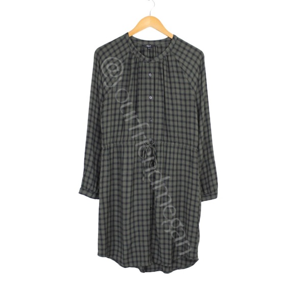 Rails Bella Plaid Tie Waist Shirtdress Olive Iron Check - Picture 2 of 9